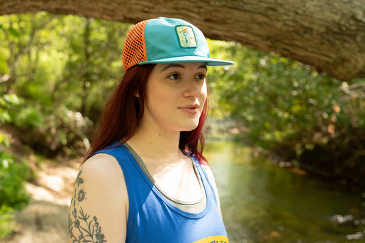 MountainStrong Wide Mesh Hat Teal/Orange