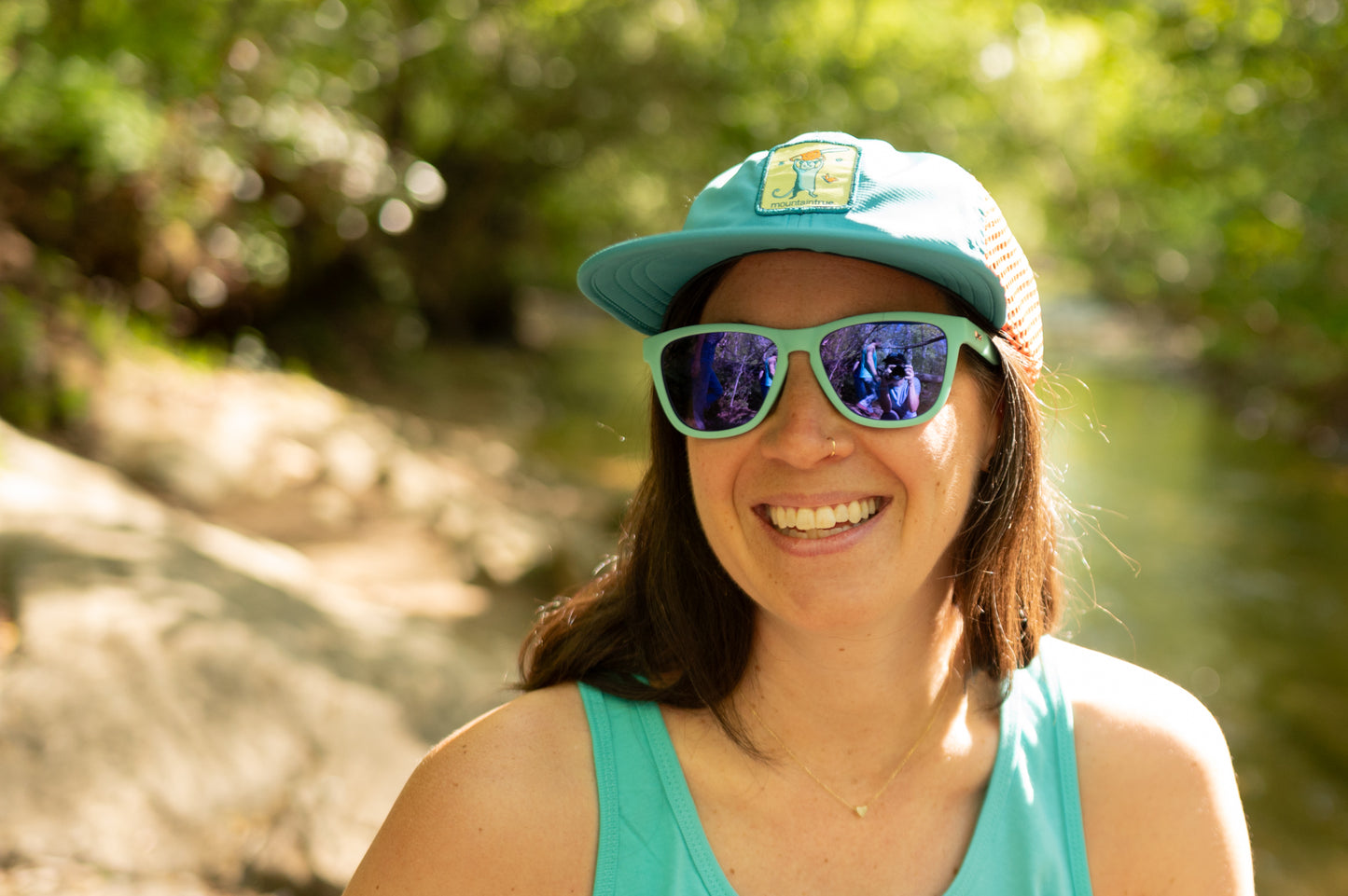 MountainStrong Wide Mesh Hat Teal/Orange